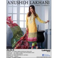 Anusheh Lakhani Summer Lawn 2016 Original - 03 Pcs Suit -AL-02A